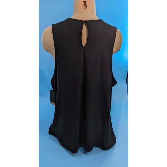 HALOGEN New Plus size Shell tank with button back BLACK 3X‎ - Picture 3 of 6